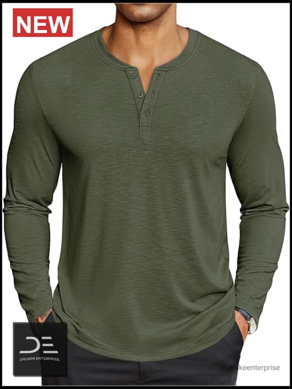 Men's Henley Shirt Long Sleeve Lightweight Button T-Shirt Casual Basic Tee
